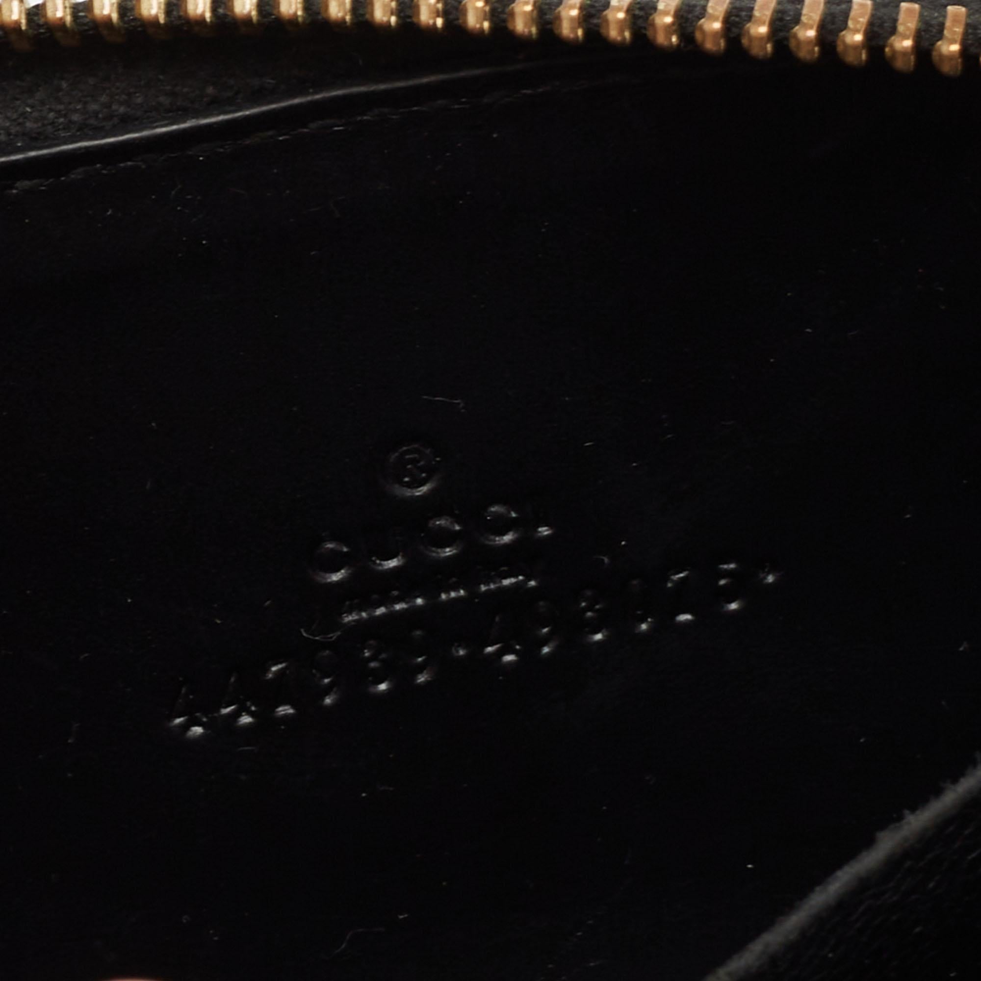 Gucci Black Guccissima Leather Signature Zip Around Card Case 6