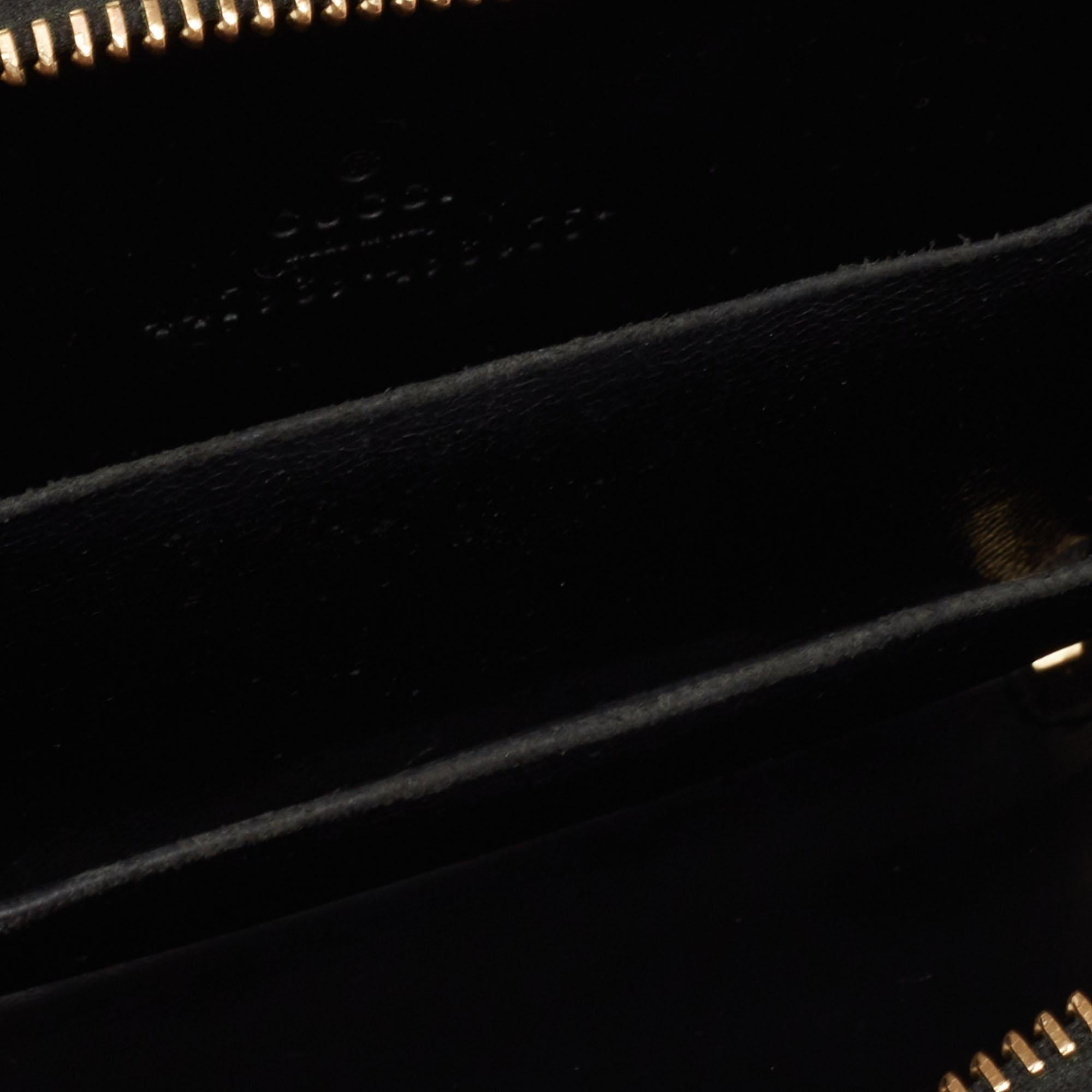 Gucci Black Guccissima Leather Signature Zip Around Card Case 5