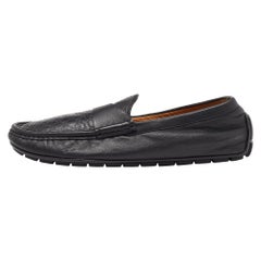 Gucci Black Guccissima Leather Slip On Loafers Size 41