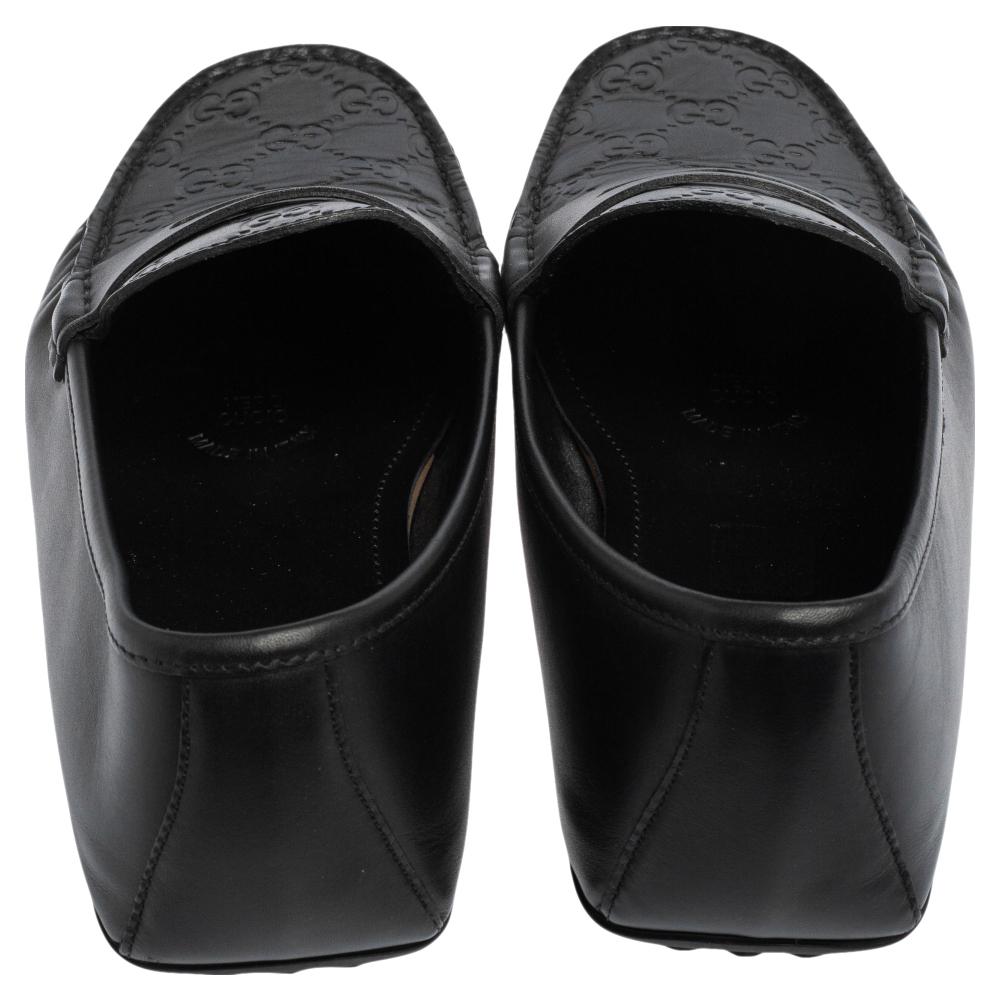 Gucci Black Guccissima Leather Slip on Loafers Size 42.5 1