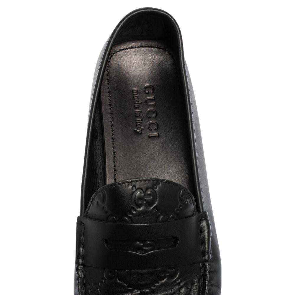 Gucci Black Guccissima Leather Slip on Loafers Size 42.5 2