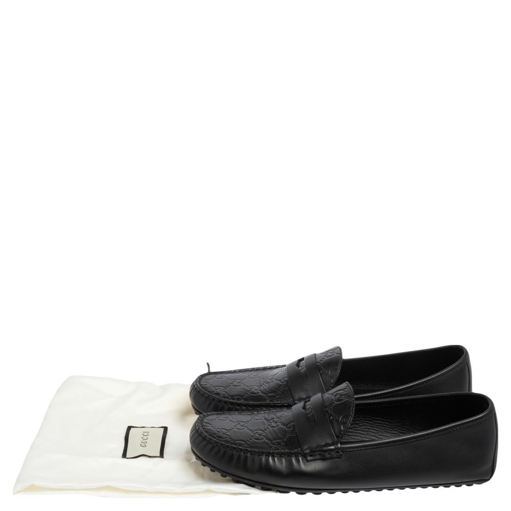 Gucci Black Guccissima Leather Slip on Loafers Size 42.5 3