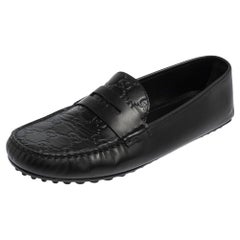 Gucci - Mocassins en cuir noir Guccissima, taille 42,5