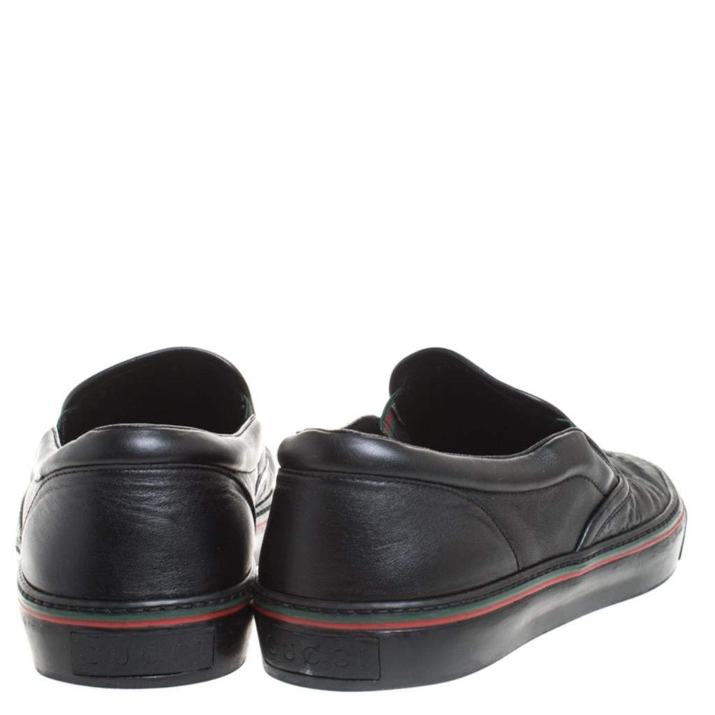 Gucci Black Guccissima Leather Slip On Sneakers Size 40.5 1
