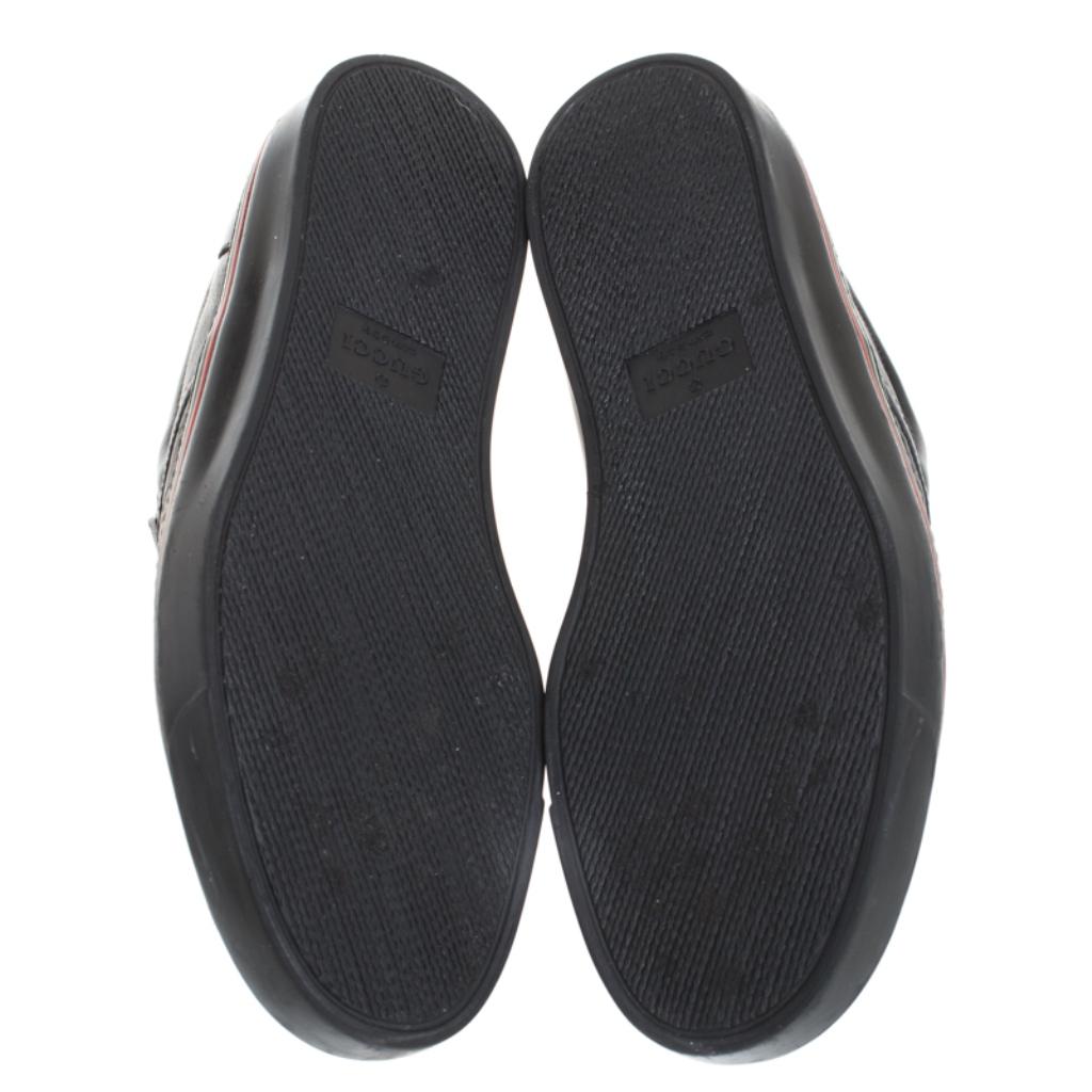 Gucci Black Guccissima Leather Slip On Sneakers Size 40.5 2