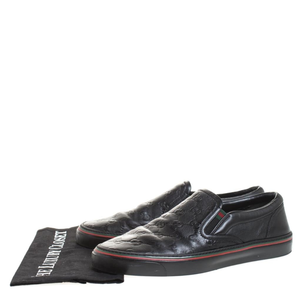 Gucci Black Guccissima Leather Slip On Sneakers Size 40.5 4