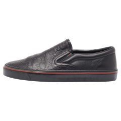 Gucci Black Guccissima Leather Slip On Sneakers Size 41