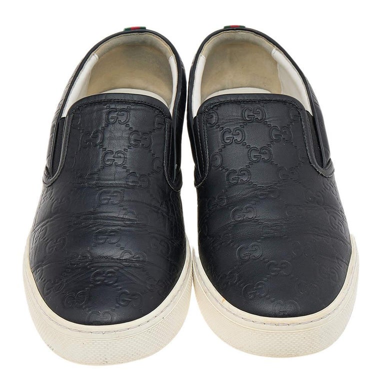 Gucci Black Guccissima Leather Slip On Sneakers Size 40.5 Gucci
