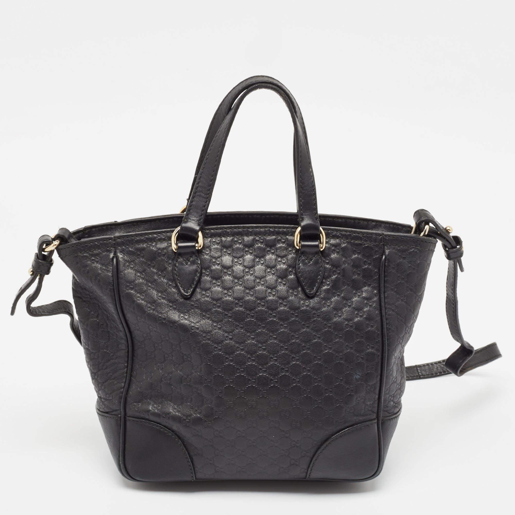 Women's Gucci Black Guccissima Leather Small Bree Tote