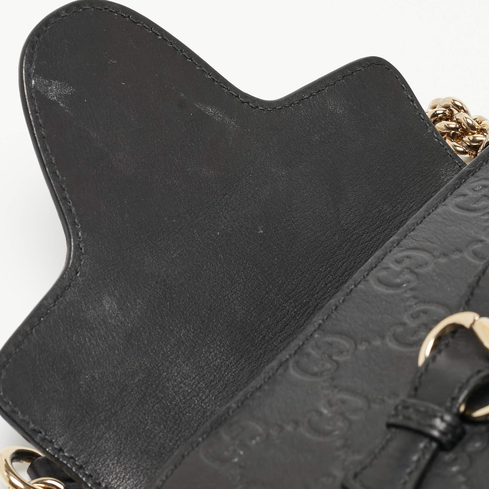 Gucci Black Guccissima Leather Small Emily Chain Shoulder Bag 6