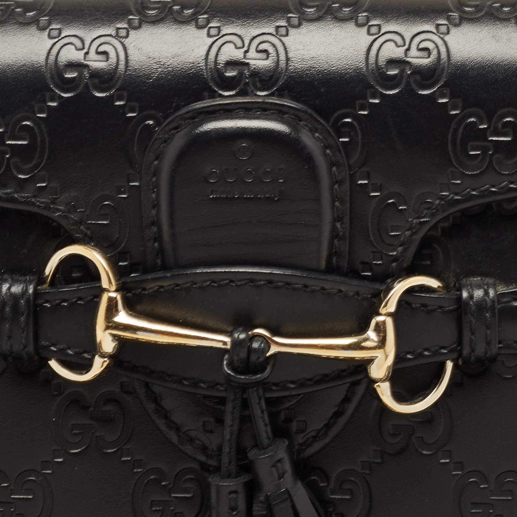 Gucci Black Guccissima Leather Small Emily Chain Shoulder Bag 10