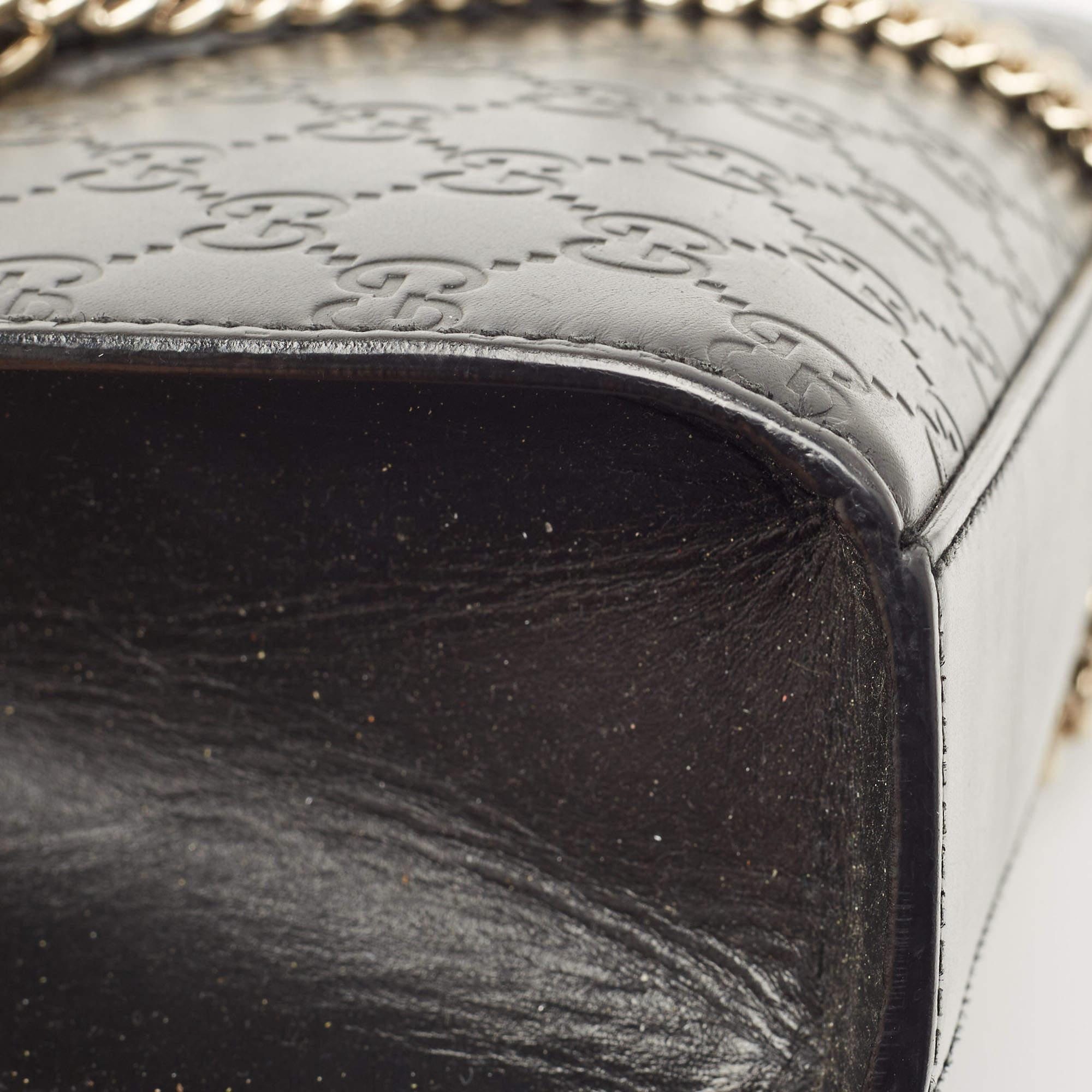 Gucci Black Guccissima Leather Small Emily Chain Shoulder Bag 11