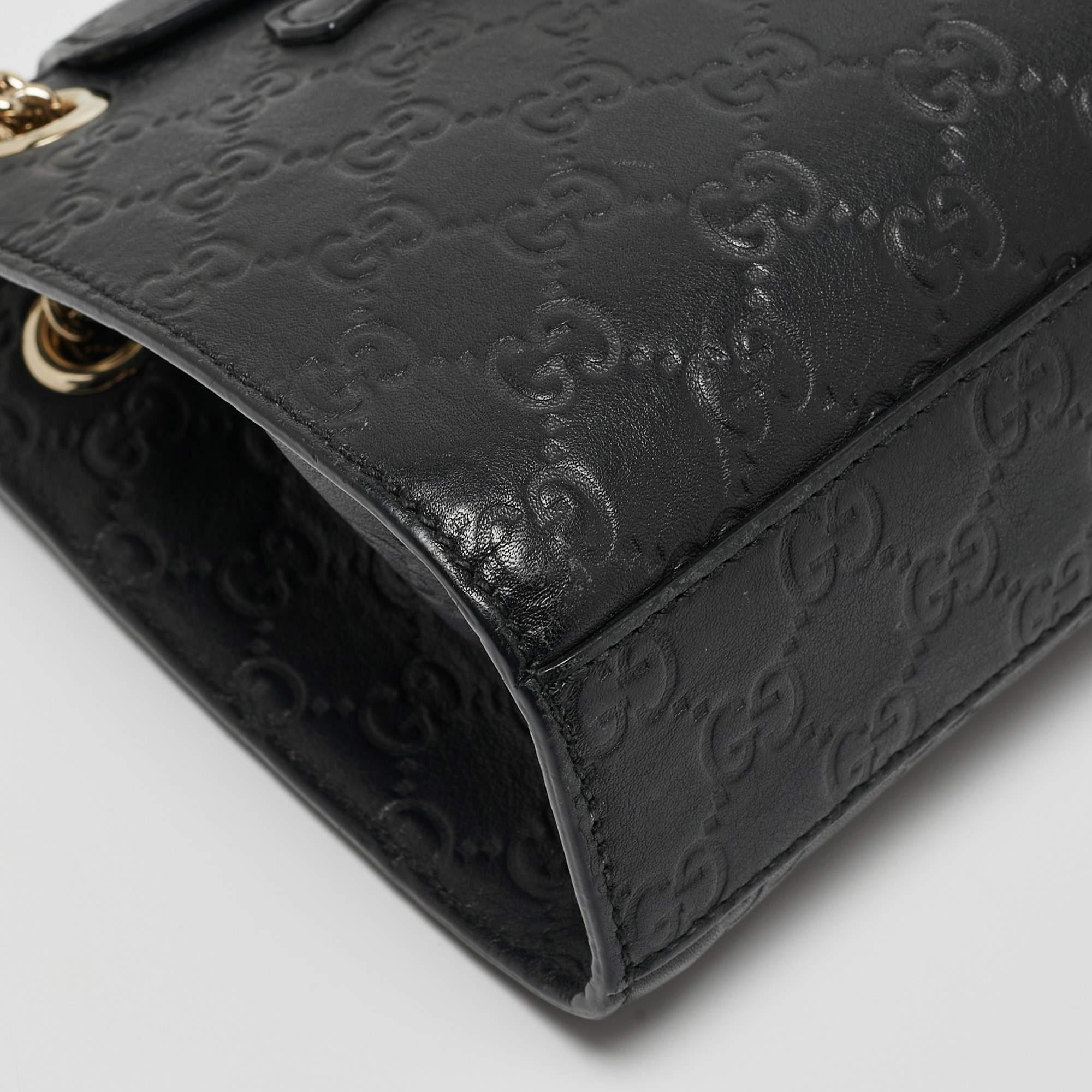 Gucci Black Guccissima Leather Small Emily Chain Shoulder Bag 13