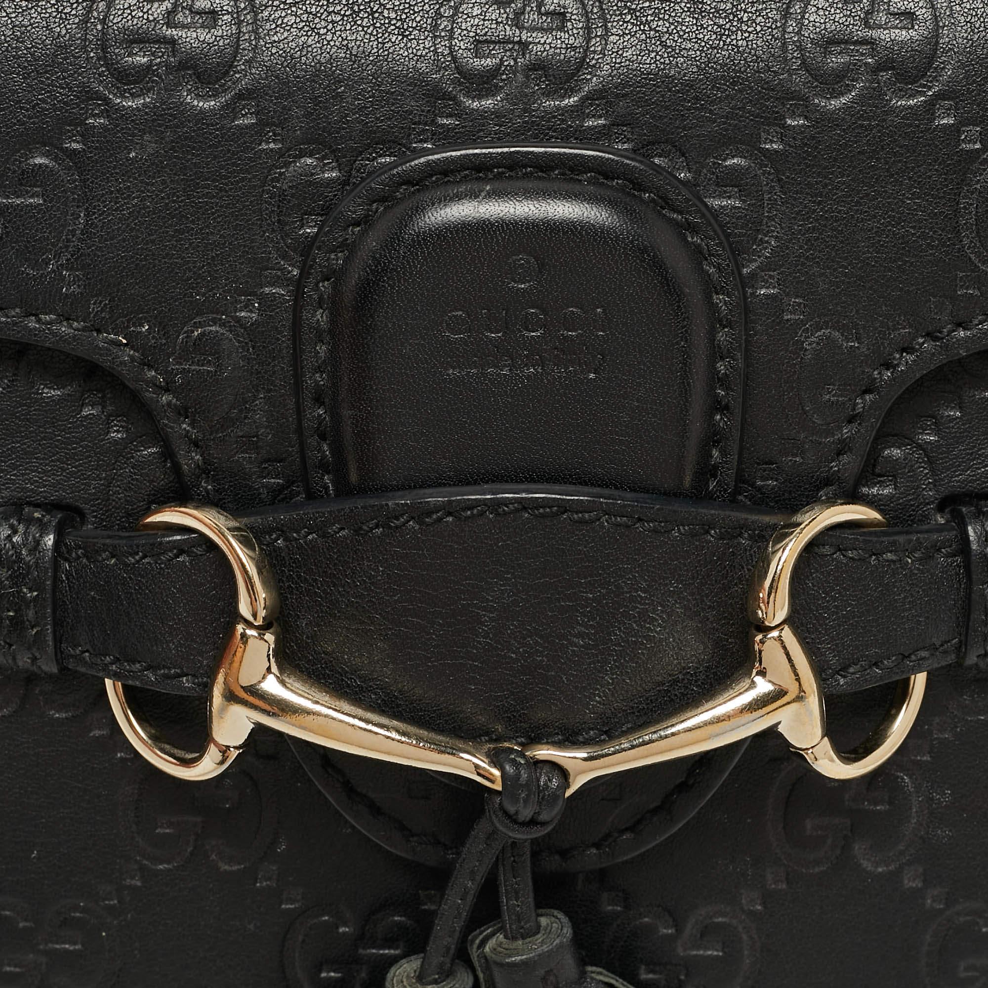 Gucci Black Guccissima Leather Small Emily Chain Shoulder Bag 14