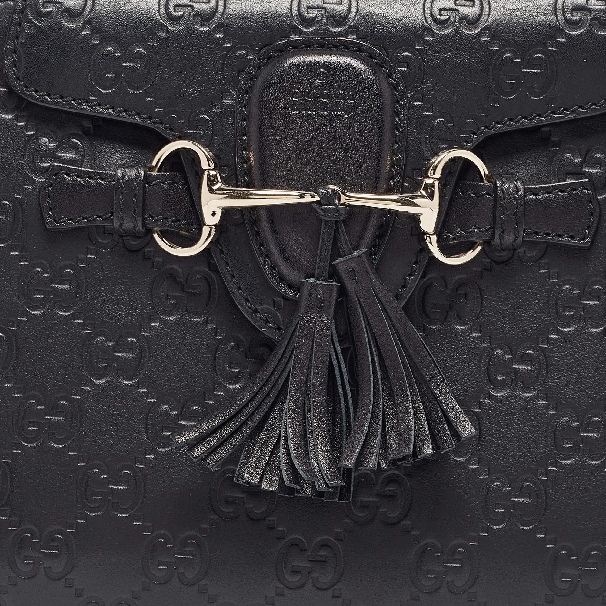 Gucci Black Guccissima Leather Small Emily Chain Shoulder Bag 1