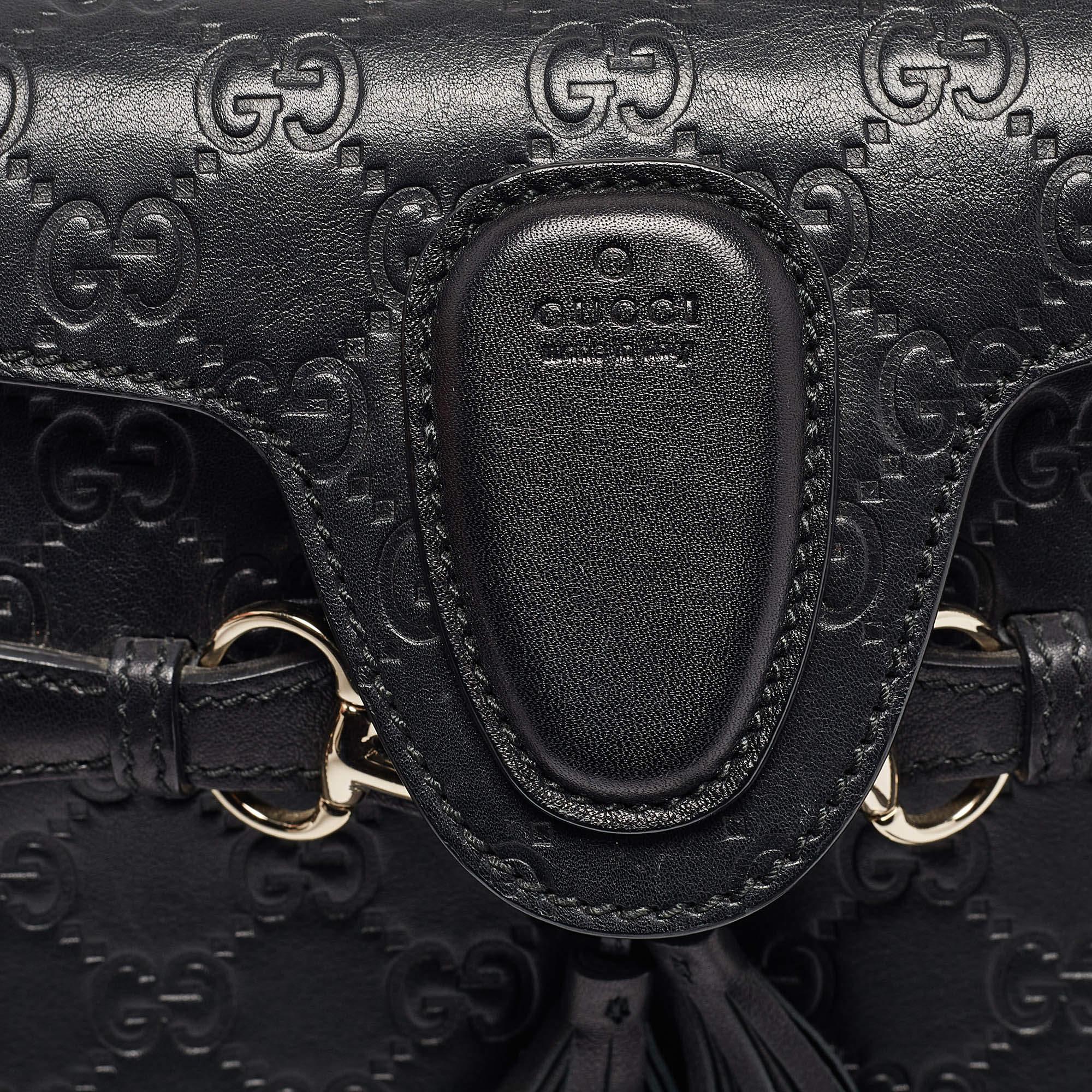 Gucci Black Guccissima Leather Small Emily Chain Shoulder Bag 2