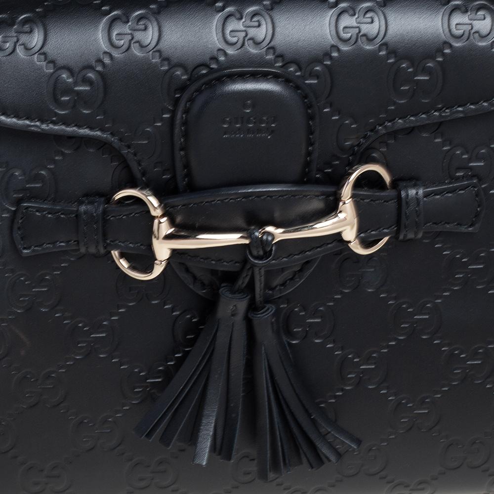Gucci Black Guccissima Leather Small Emily Chain Shoulder Bag 2