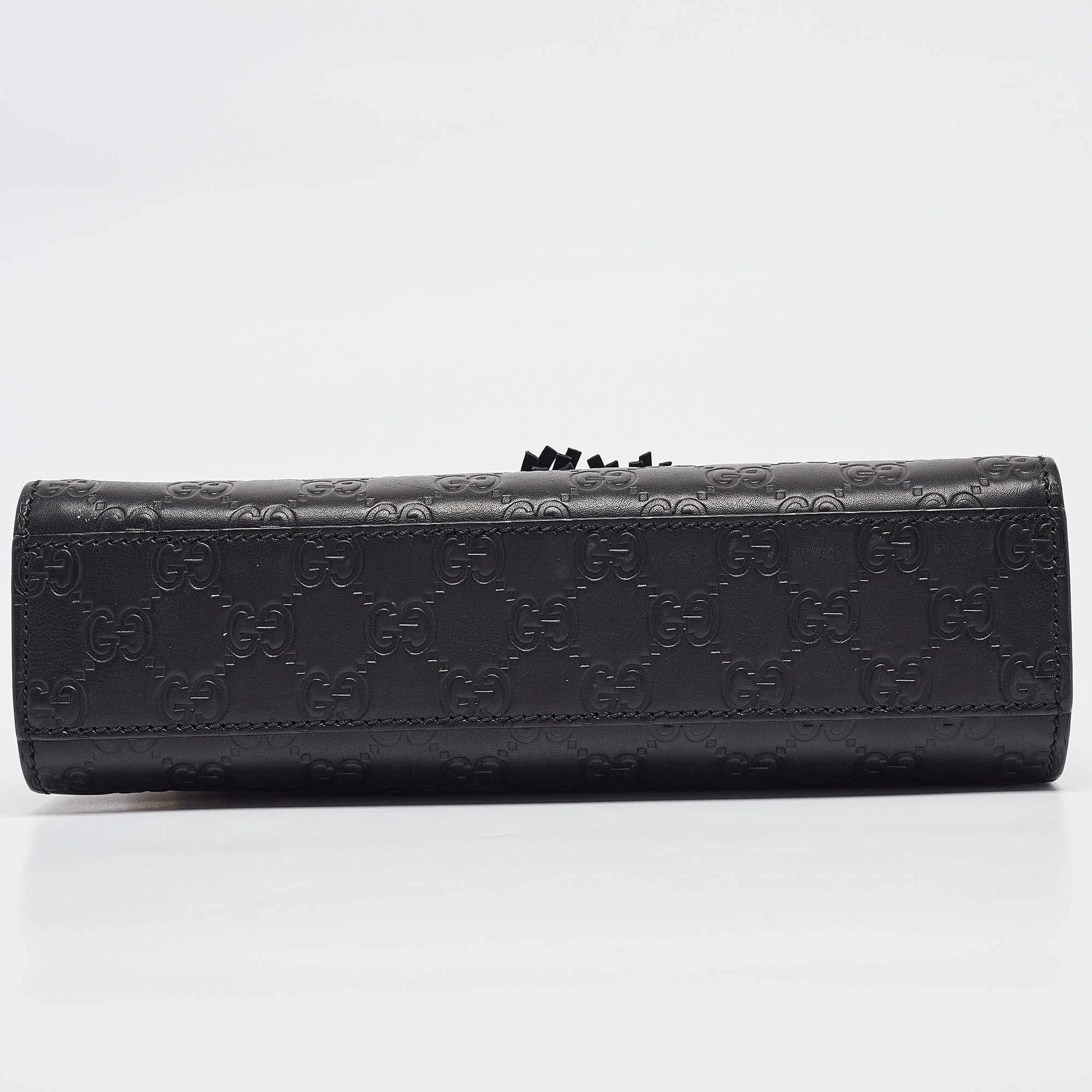 Gucci Black Guccissima Leather Small Emily Chain Shoulder Bag 4