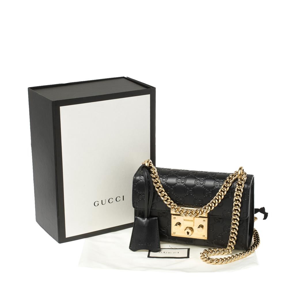 Gucci Black Guccissima Leather Small Padlock Shoulder Bag 8