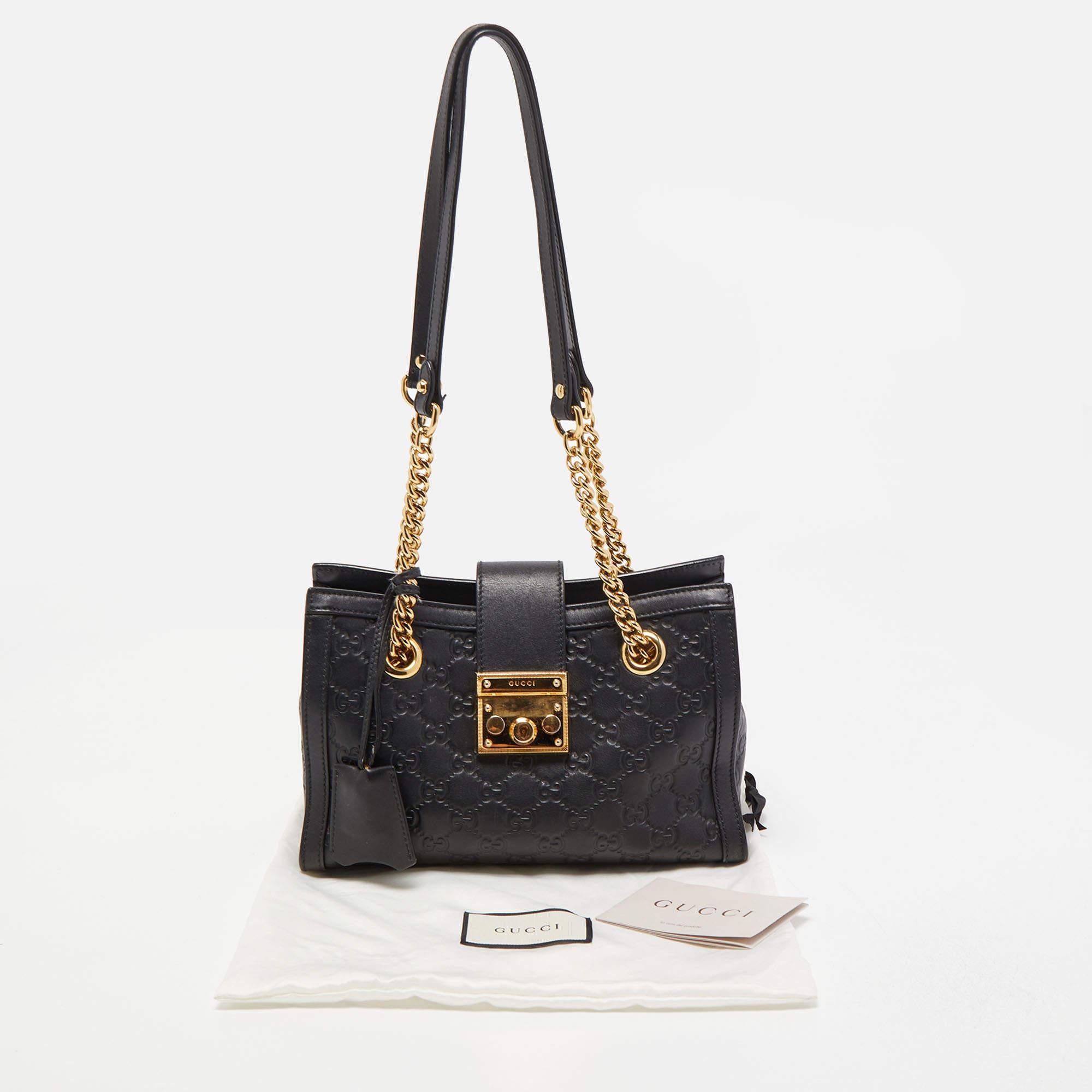 Gucci Black Guccissima Leather Small Padlock Shoulder Bag 8