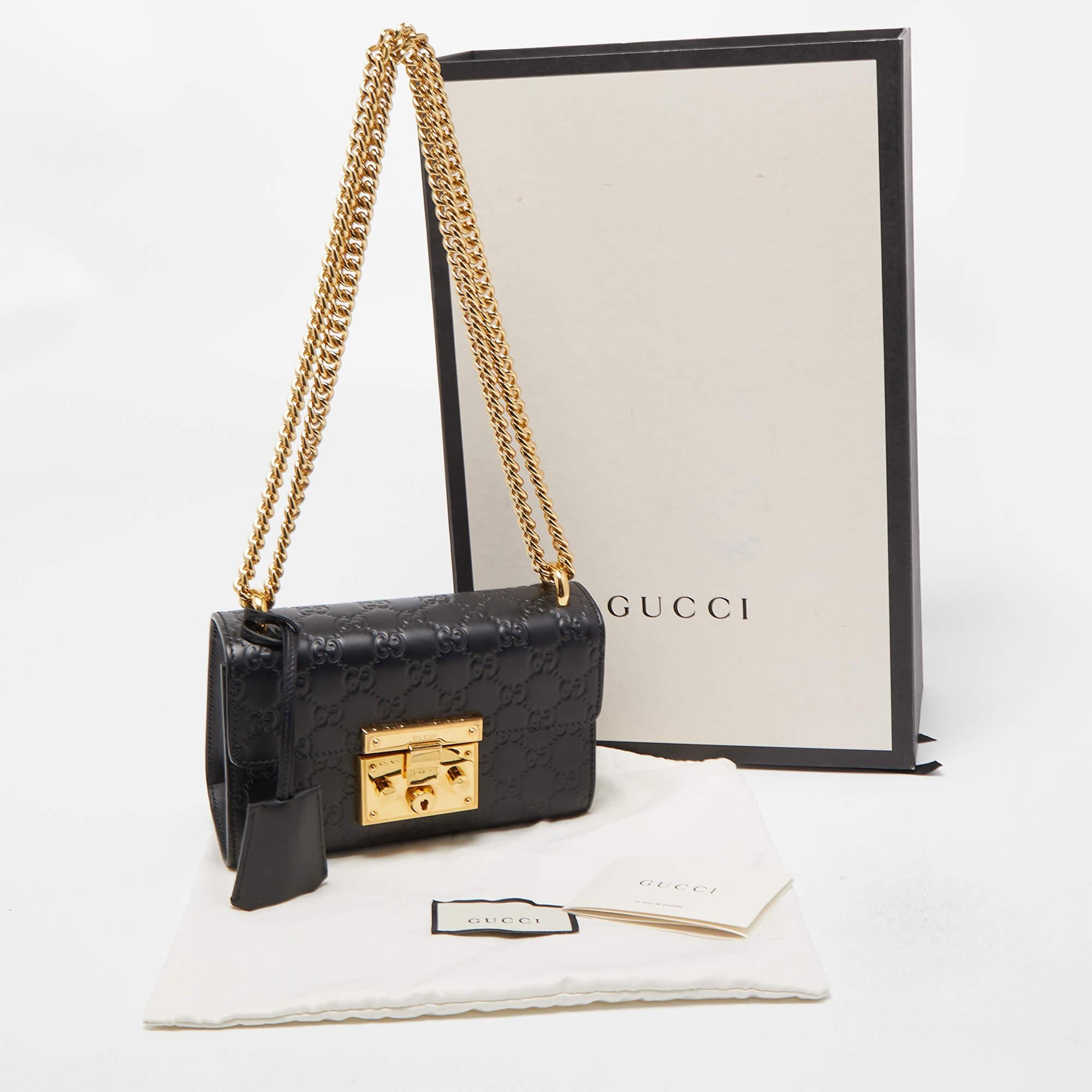Gucci Black Guccissima Leather Small Padlock Shoulder Bag 9