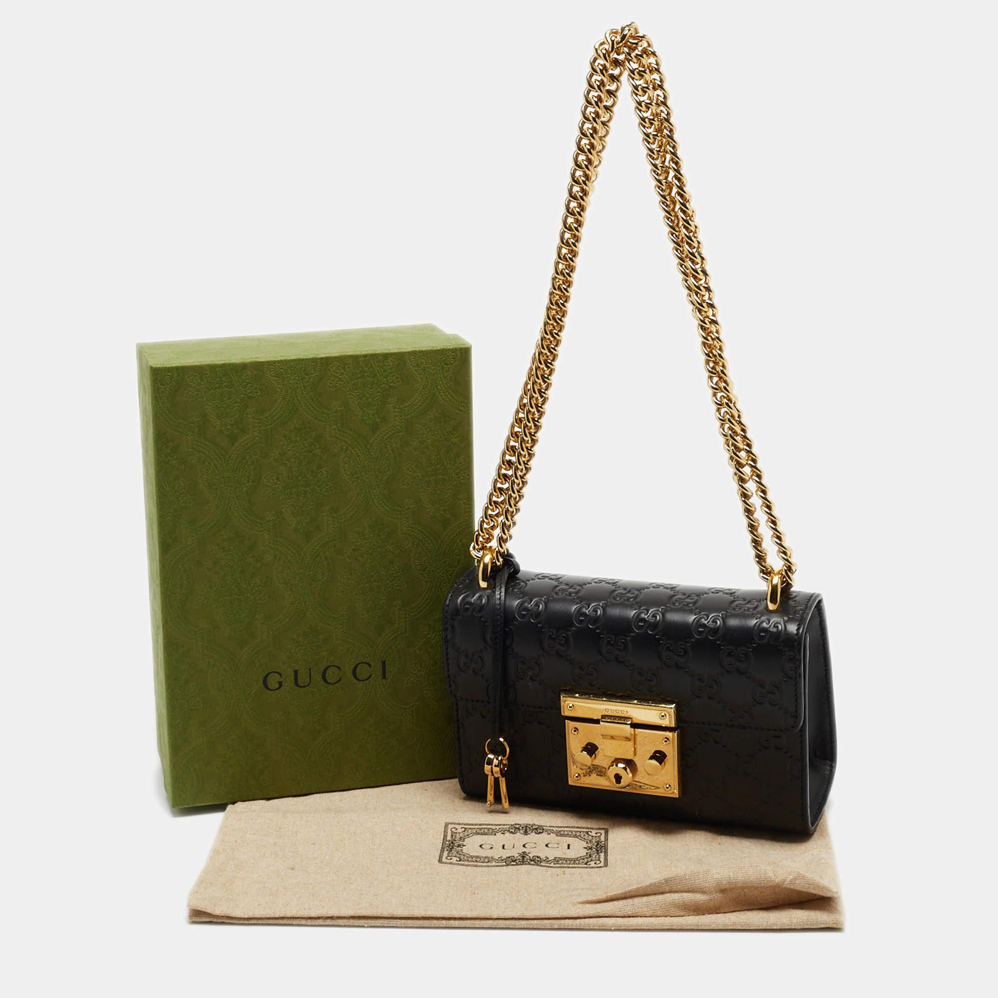 Gucci Black Guccissima Leather Small Padlock Shoulder Bag 10