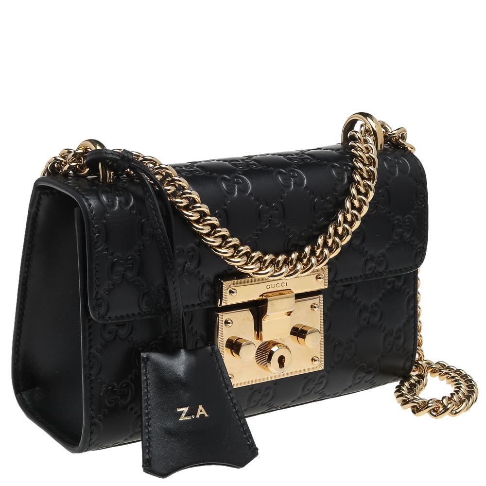 Gucci Black Guccissima Leather Small Padlock Shoulder Bag In Good Condition In Dubai, Al Qouz 2