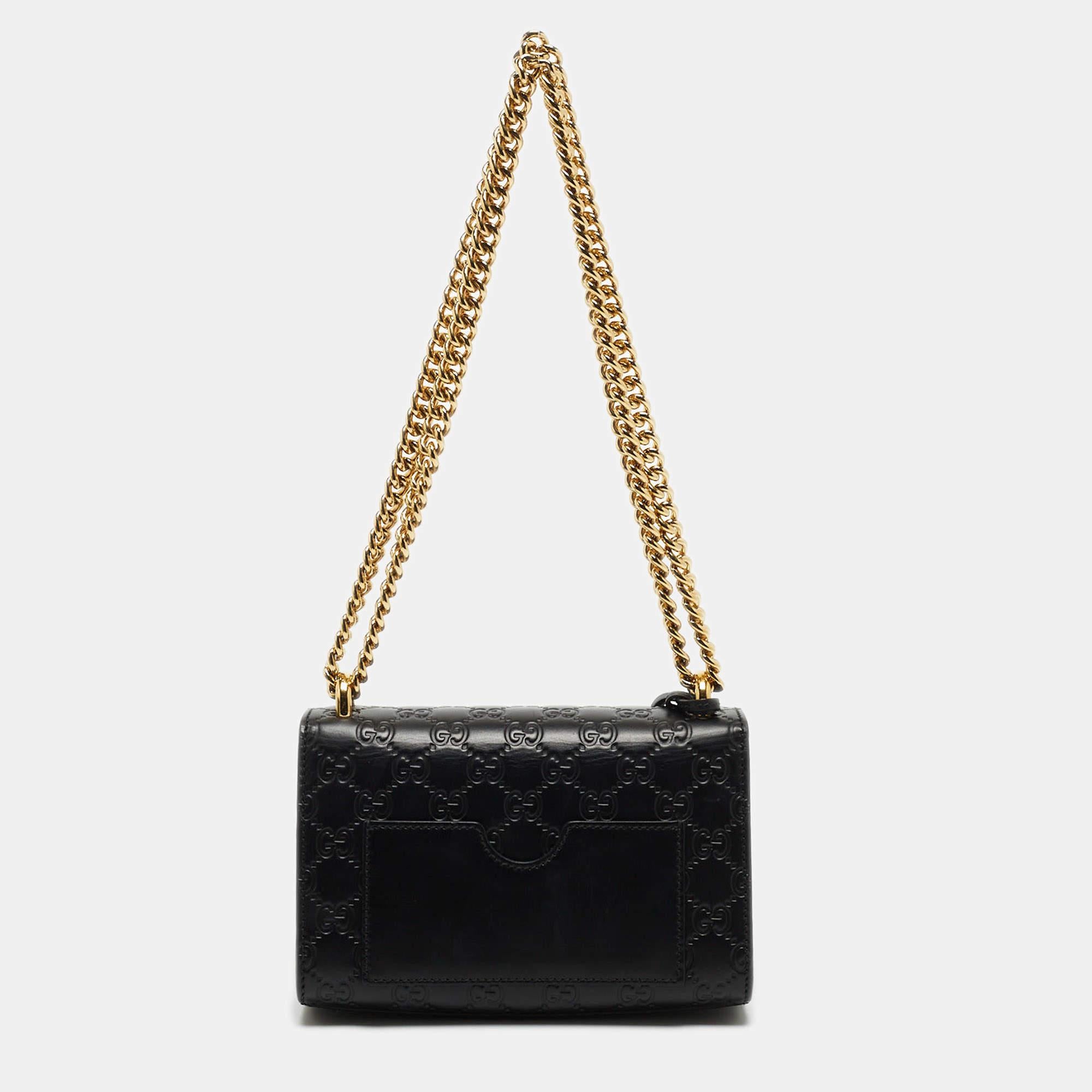 Gucci Black Guccissima Leather Small Padlock Shoulder Bag 1
