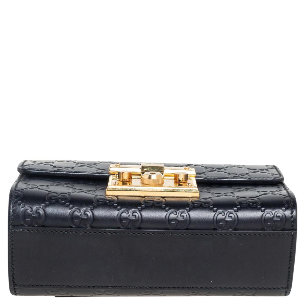 Women's Gucci Black Guccissima Leather Small Padlock Shoulder Bag