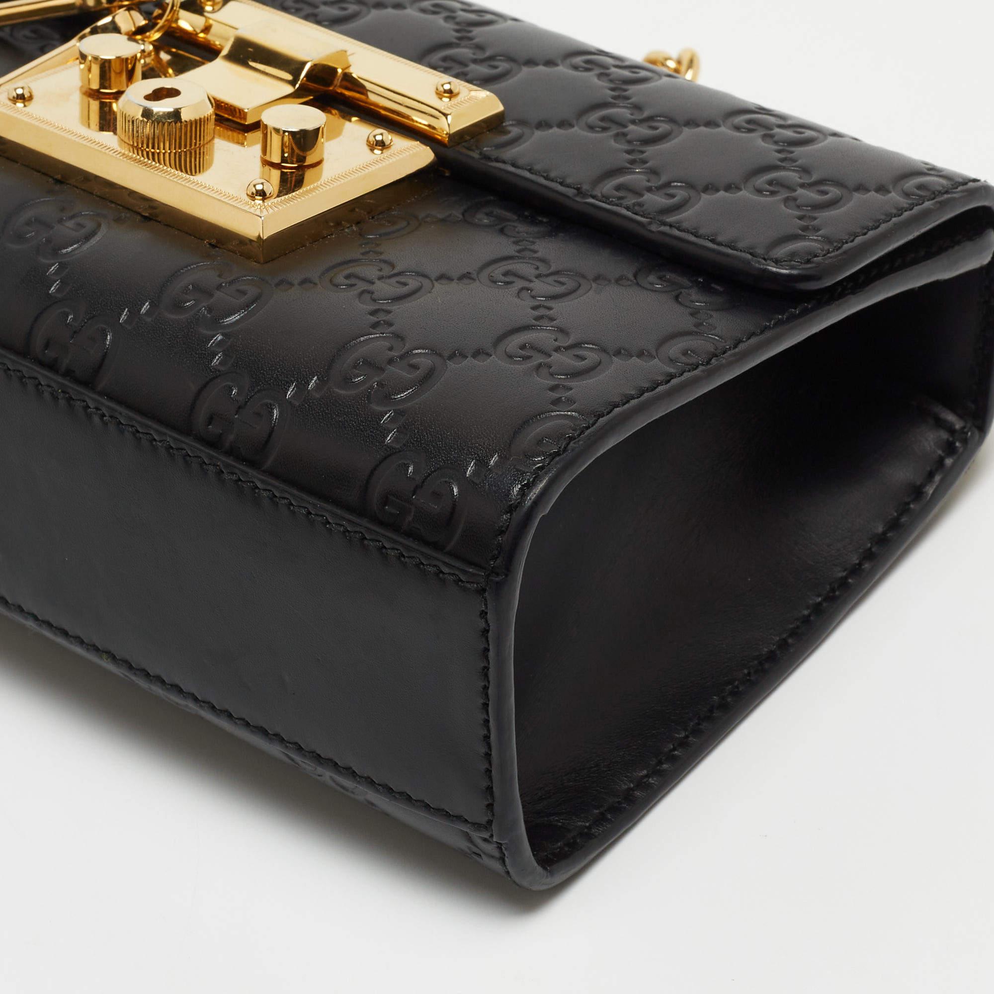 Gucci Black Guccissima Leather Small Padlock Shoulder Bag 4