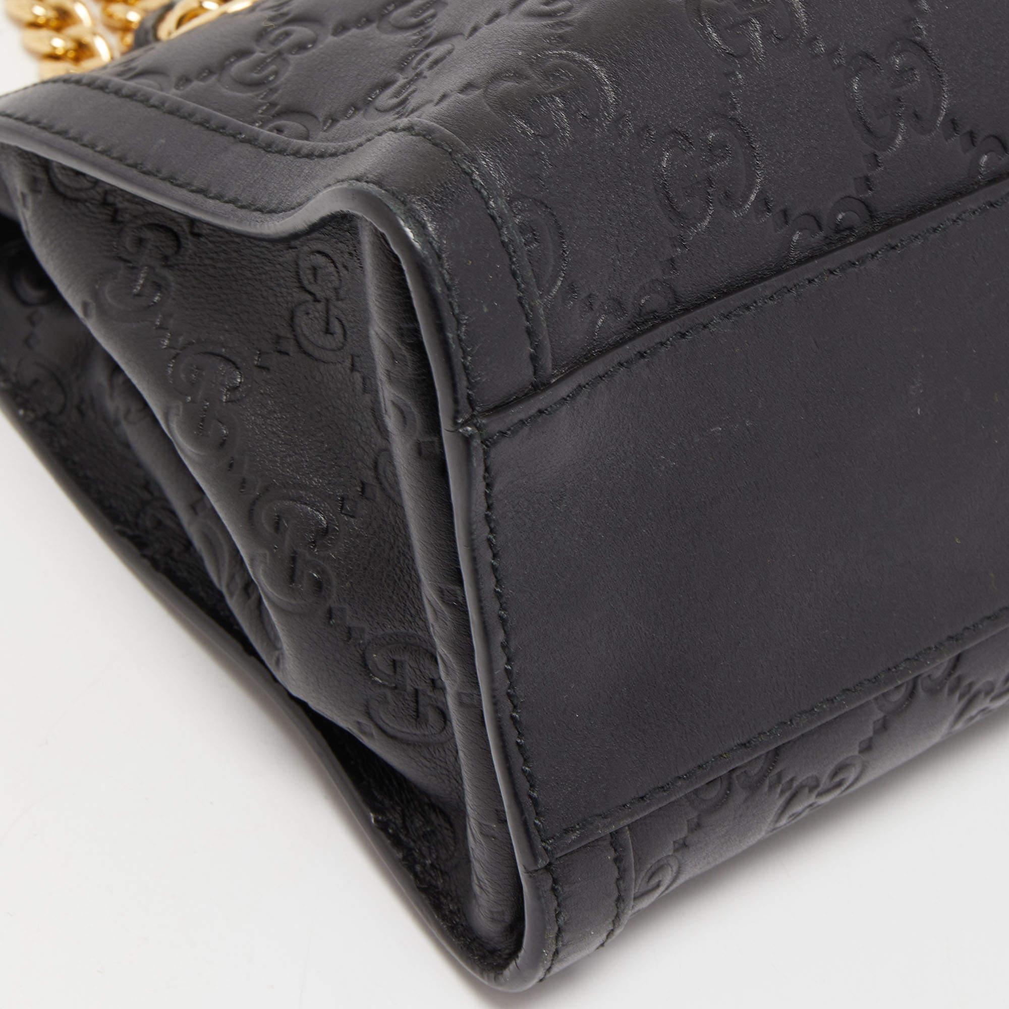 Gucci Black Guccissima Leather Small Padlock Shoulder Bag 4