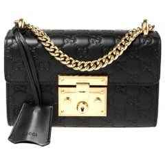 Gucci Black Guccissima Leather Small Padlock Shoulder Bag