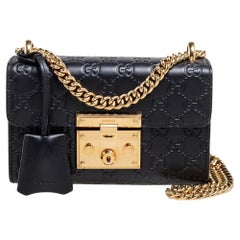 Gucci Black Guccissima Leather Small Padlock Shoulder Bag