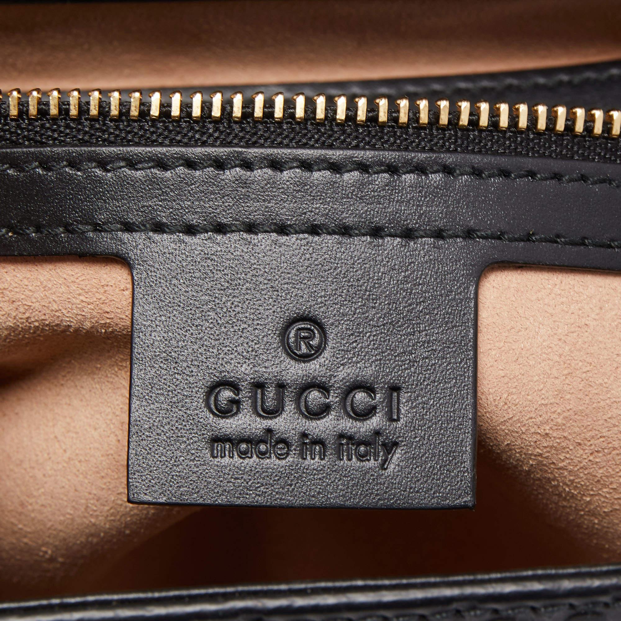 Gucci Black Guccissima Leather Small Padlock Top Handle Bag For Sale at