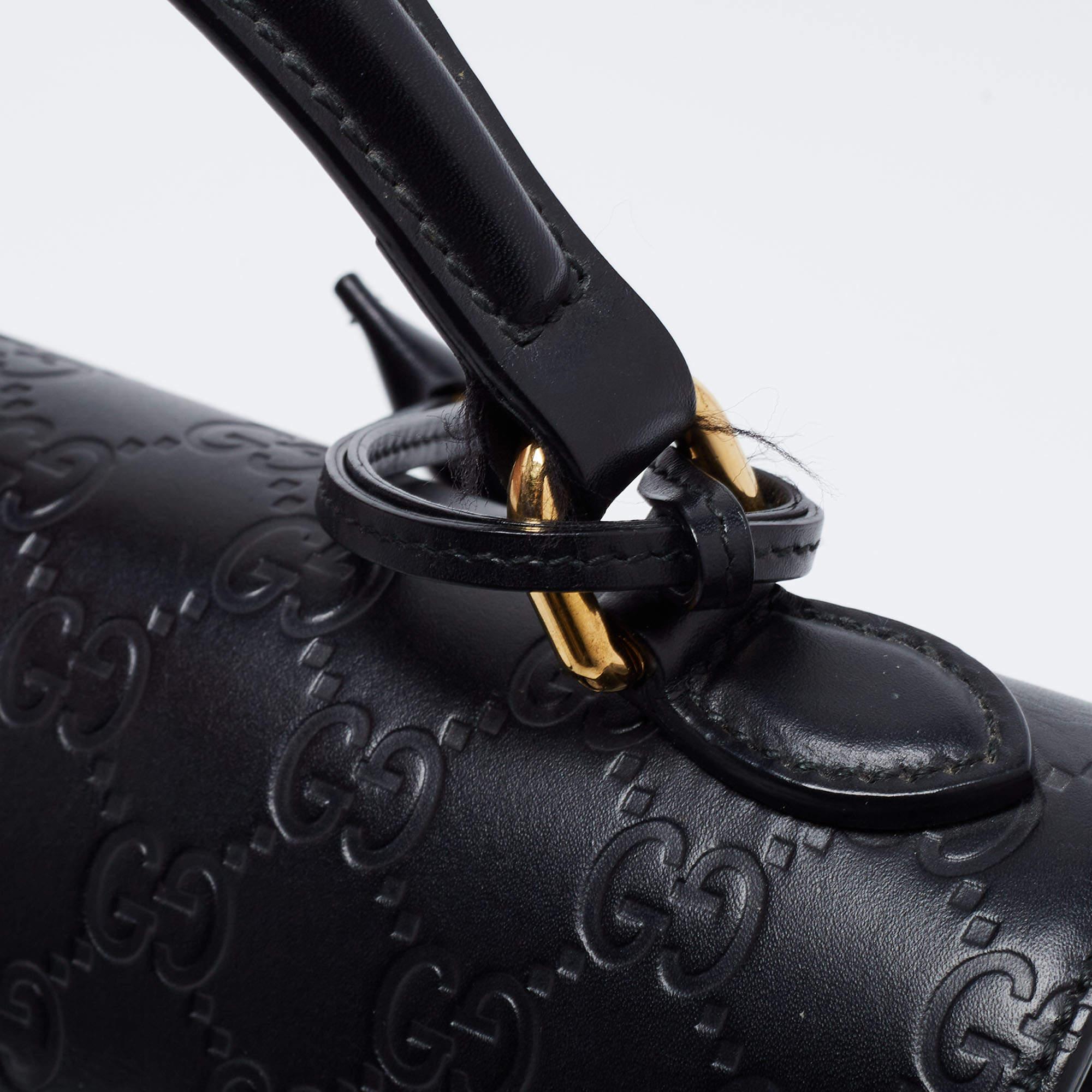Gucci Black Guccissima Leather Small Padlock Top Handle Bag 10
