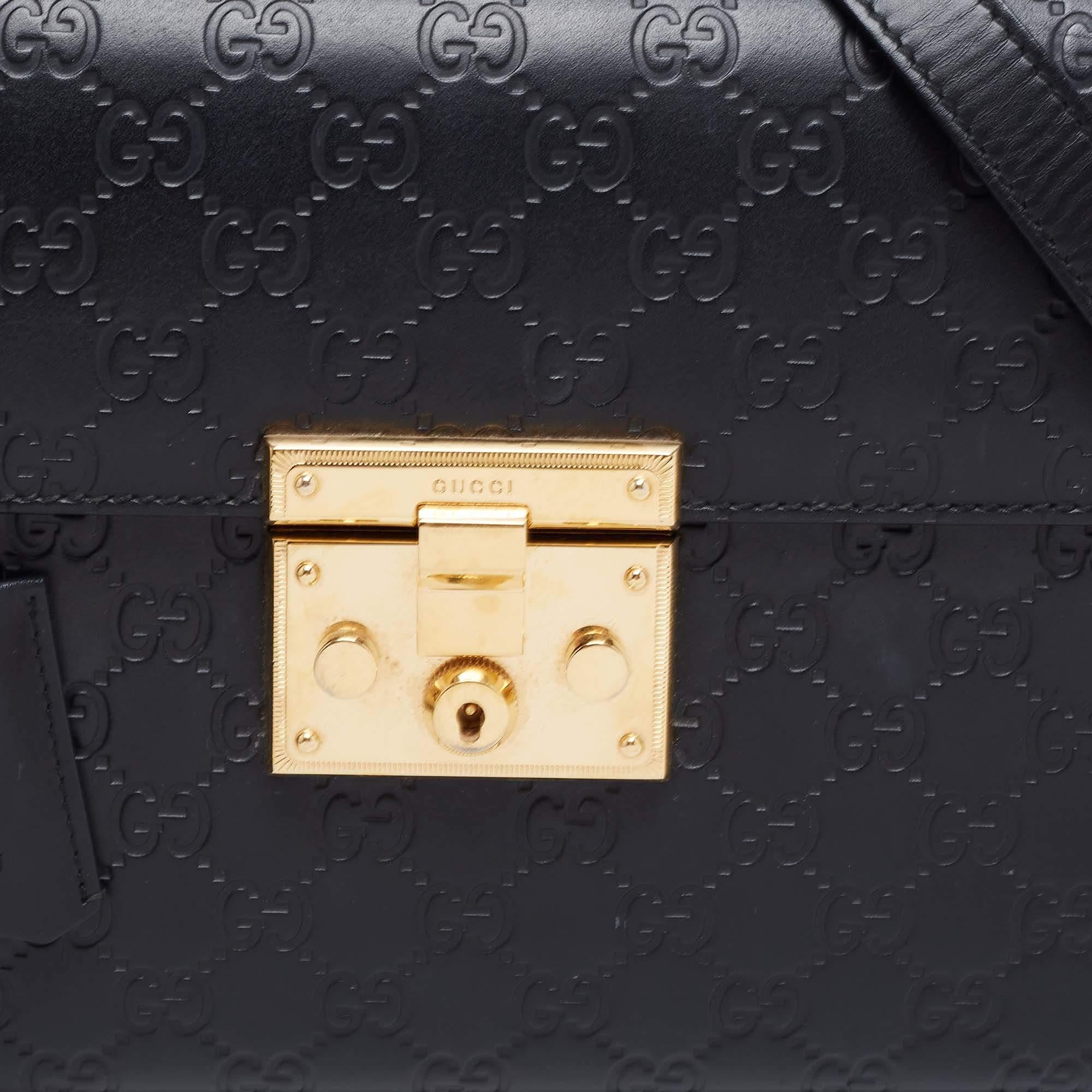 Gucci Black Guccissima Leather Small Padlock Top Handle Bag 11