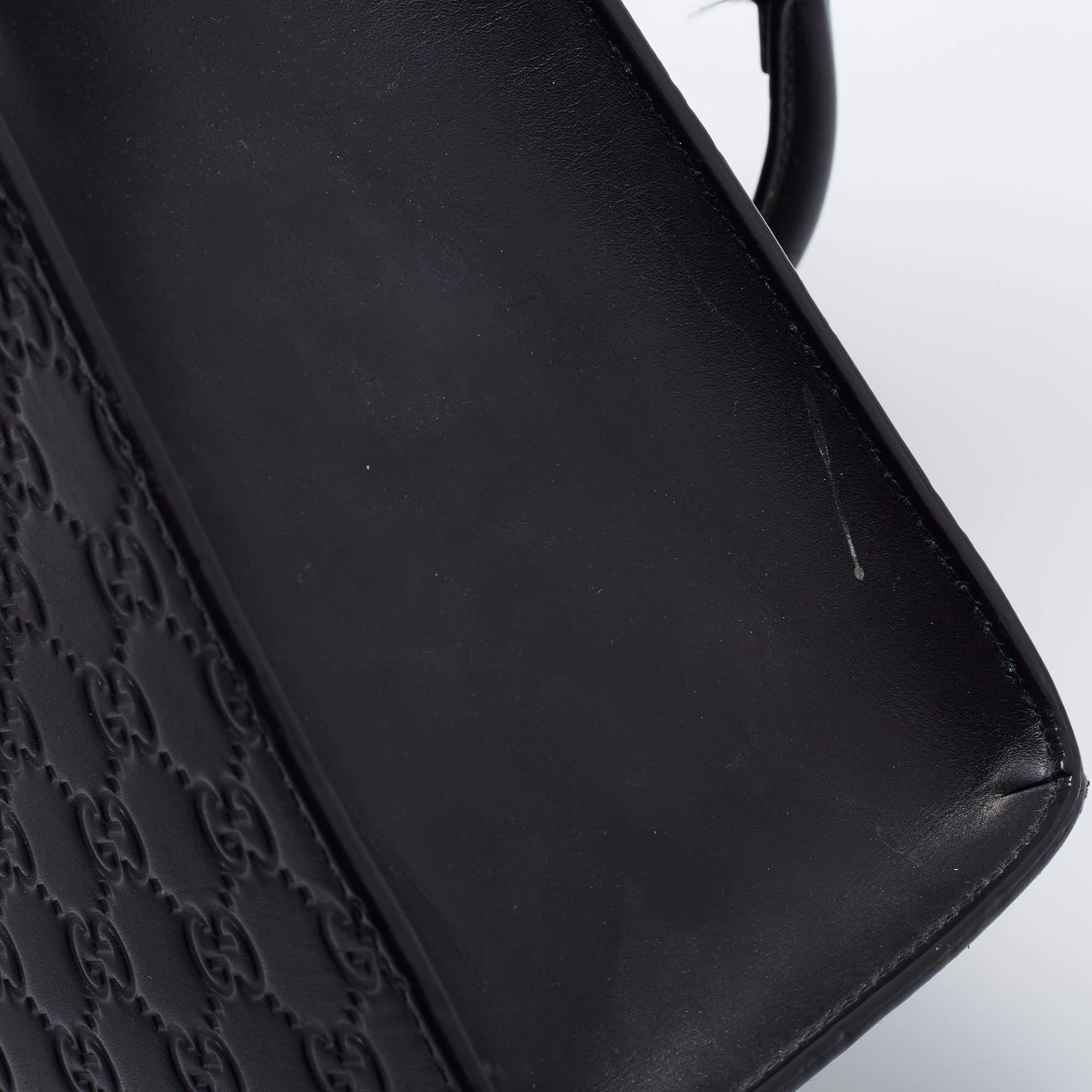 Gucci Black Guccissima Leather Small Padlock Top Handle Bag 4