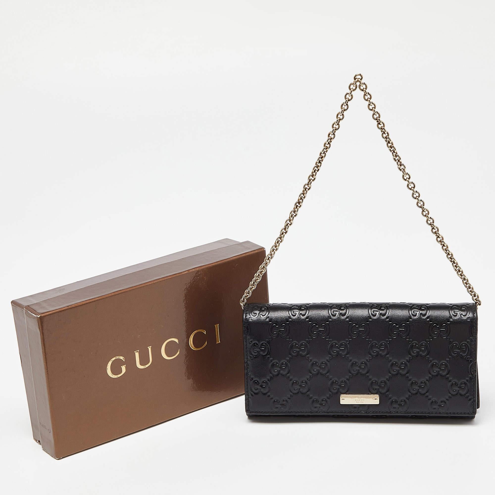 Gucci Black Guccissima Leather Wallet On Chain 1