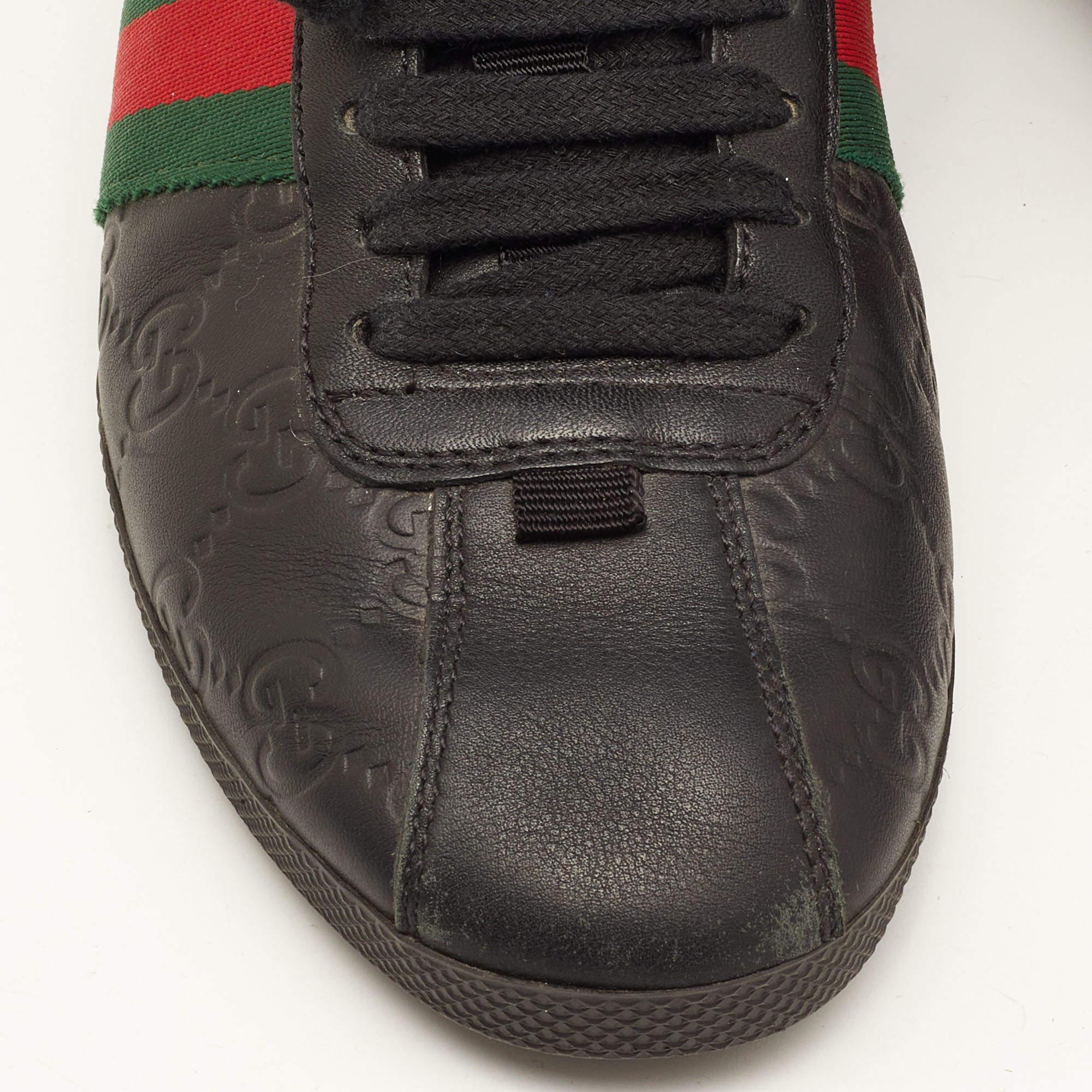 Gucci Black Guccissima Leather Web Ace Sneakers Size 37 1