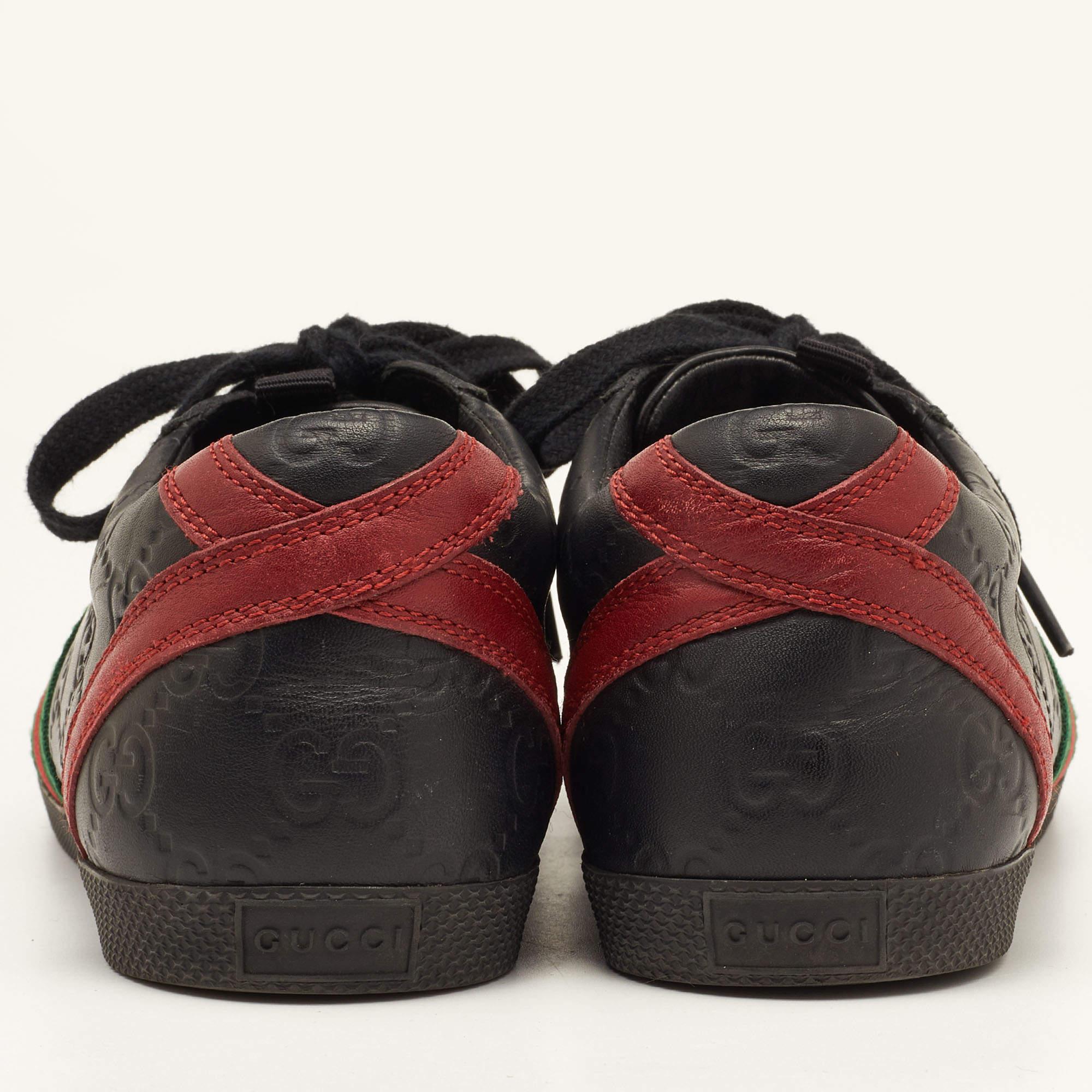 Gucci Black Guccissima Leather Web Ace Sneakers Size 37 2