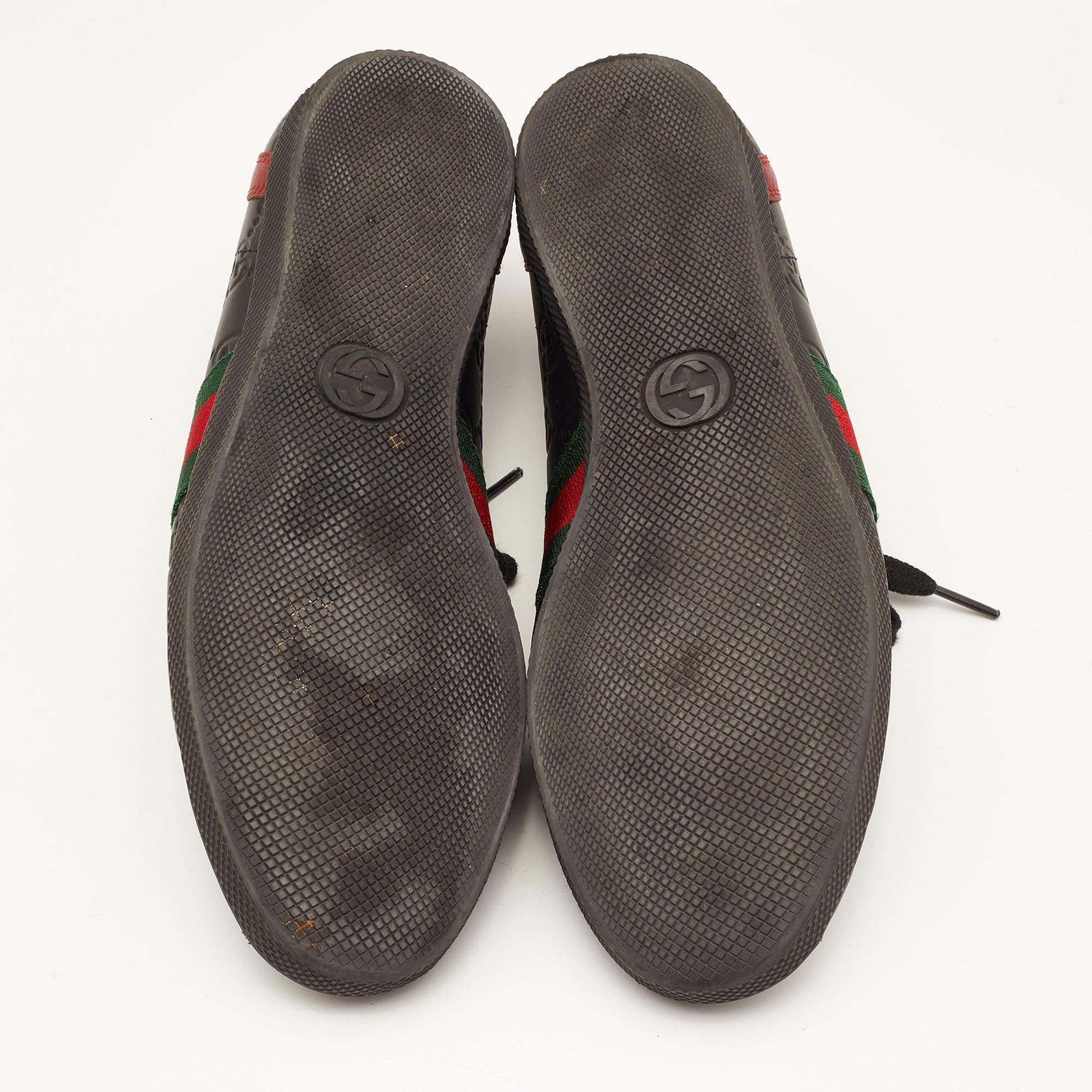 Gucci Black Guccissima Leather Web Ace Sneakers Size 37 3