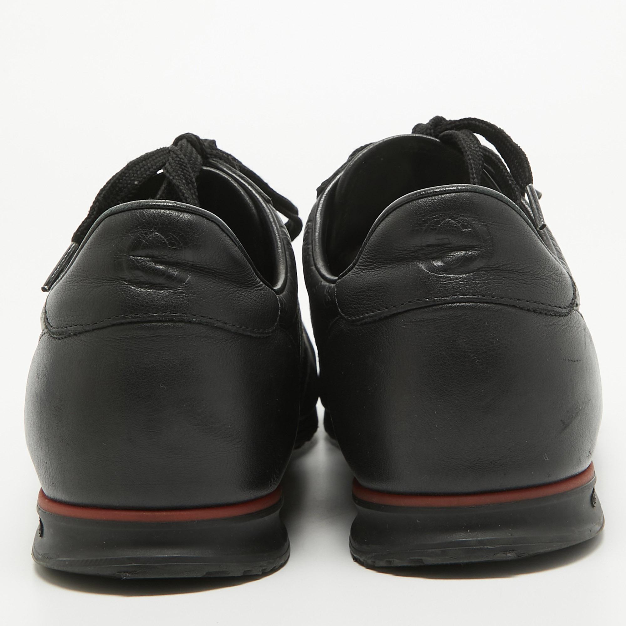 Gucci Black Guccissima Leather Web Ace Sneakers Size 45.5 For Sale 2