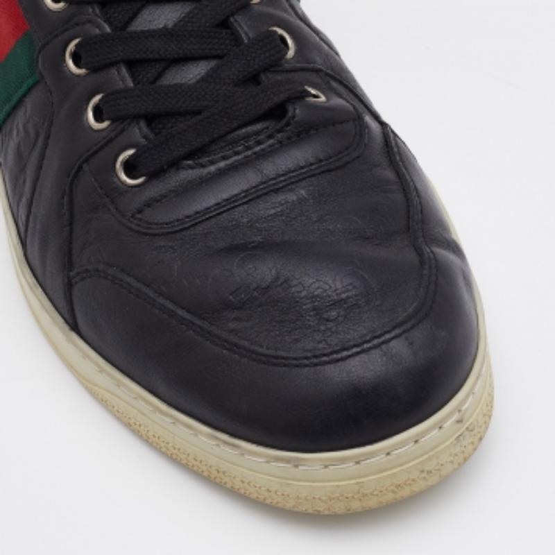 Guccissima Schwarze High Top-Turnschuhe aus Leder mit Webdetails Größe 41.5 im Angebot 4