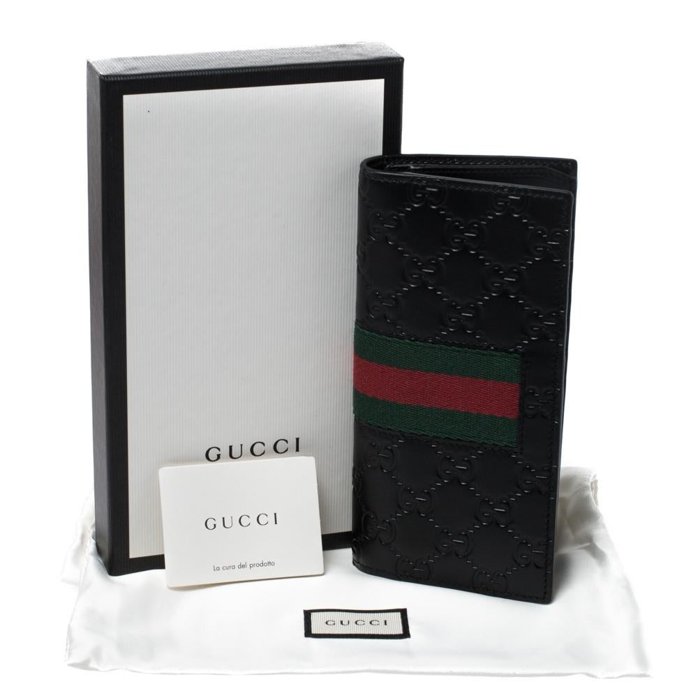 Gucci Black Guccissima Leather Web Long Wallet 2