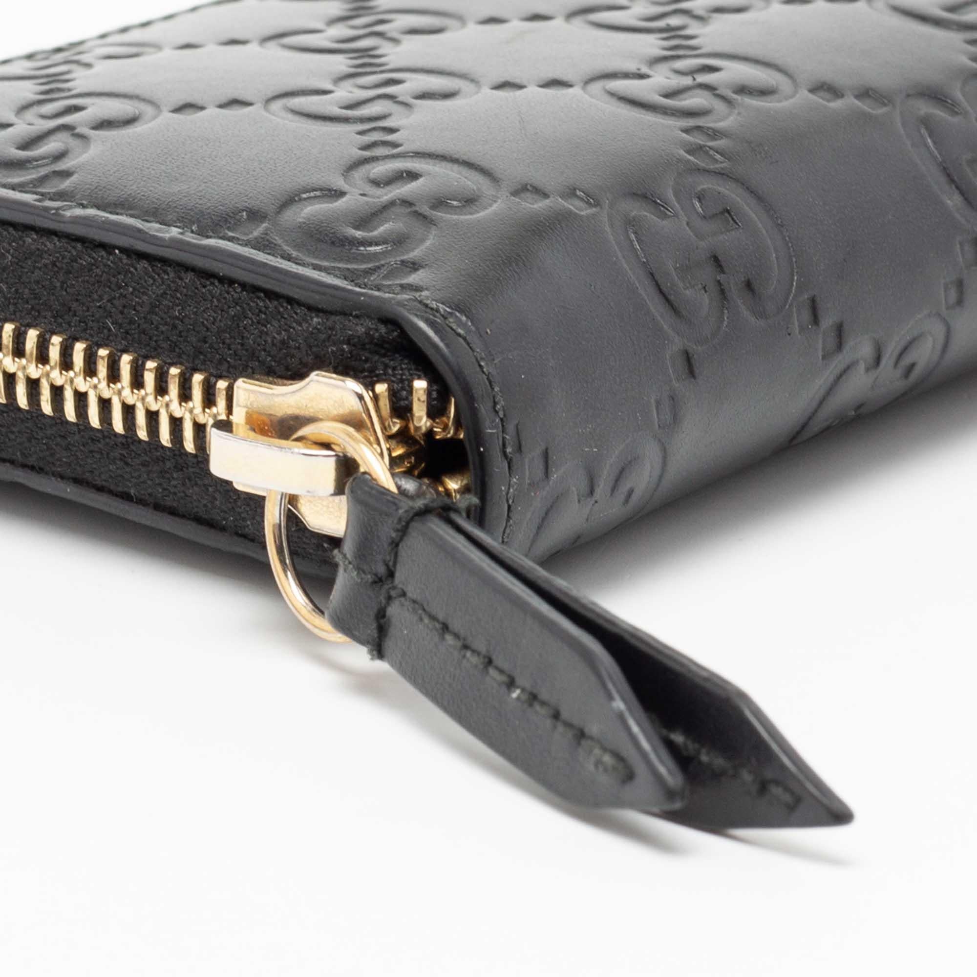 Gucci Black Guccissima Leather Zip Card Case 1