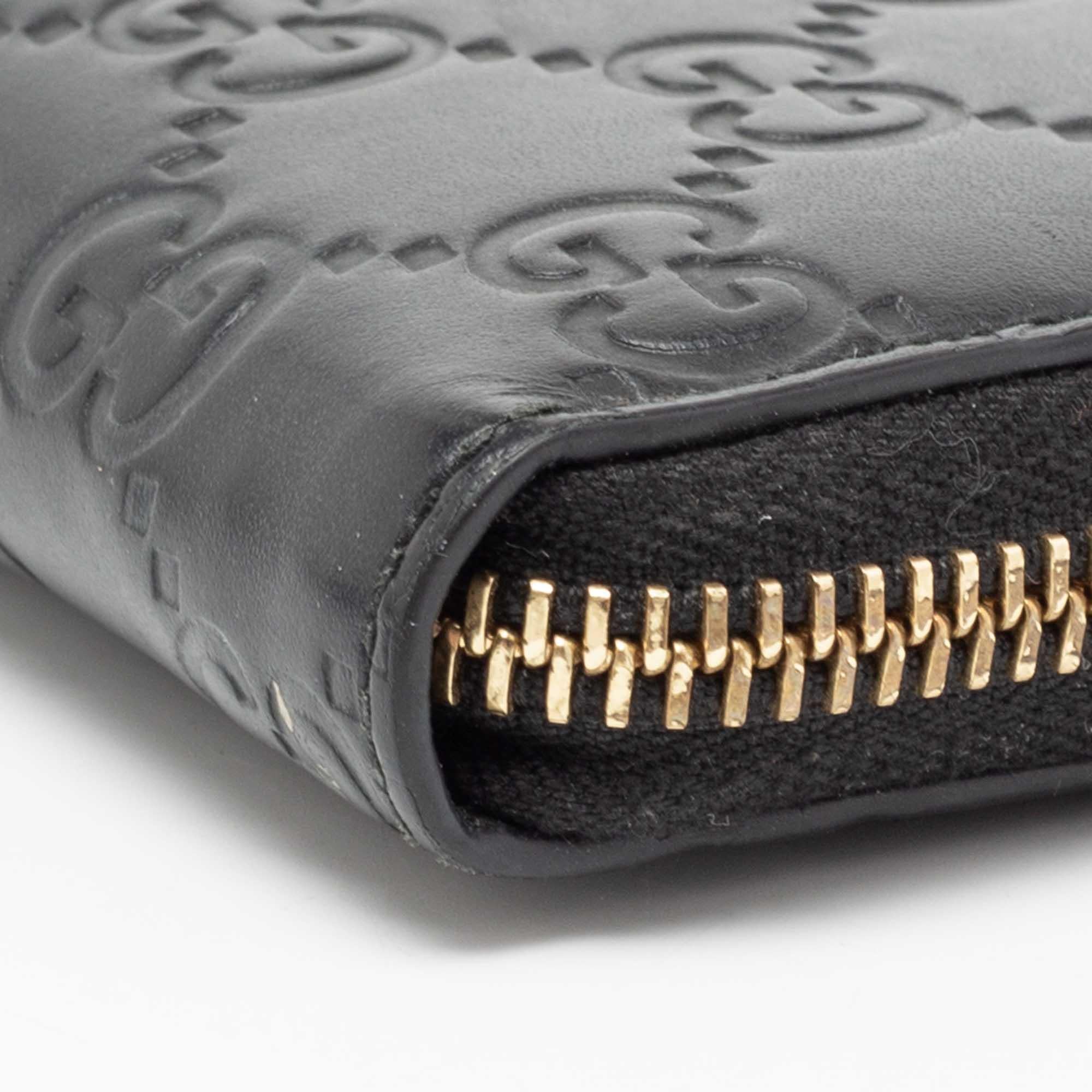 Gucci Black Guccissima Leather Zip Card Case 2