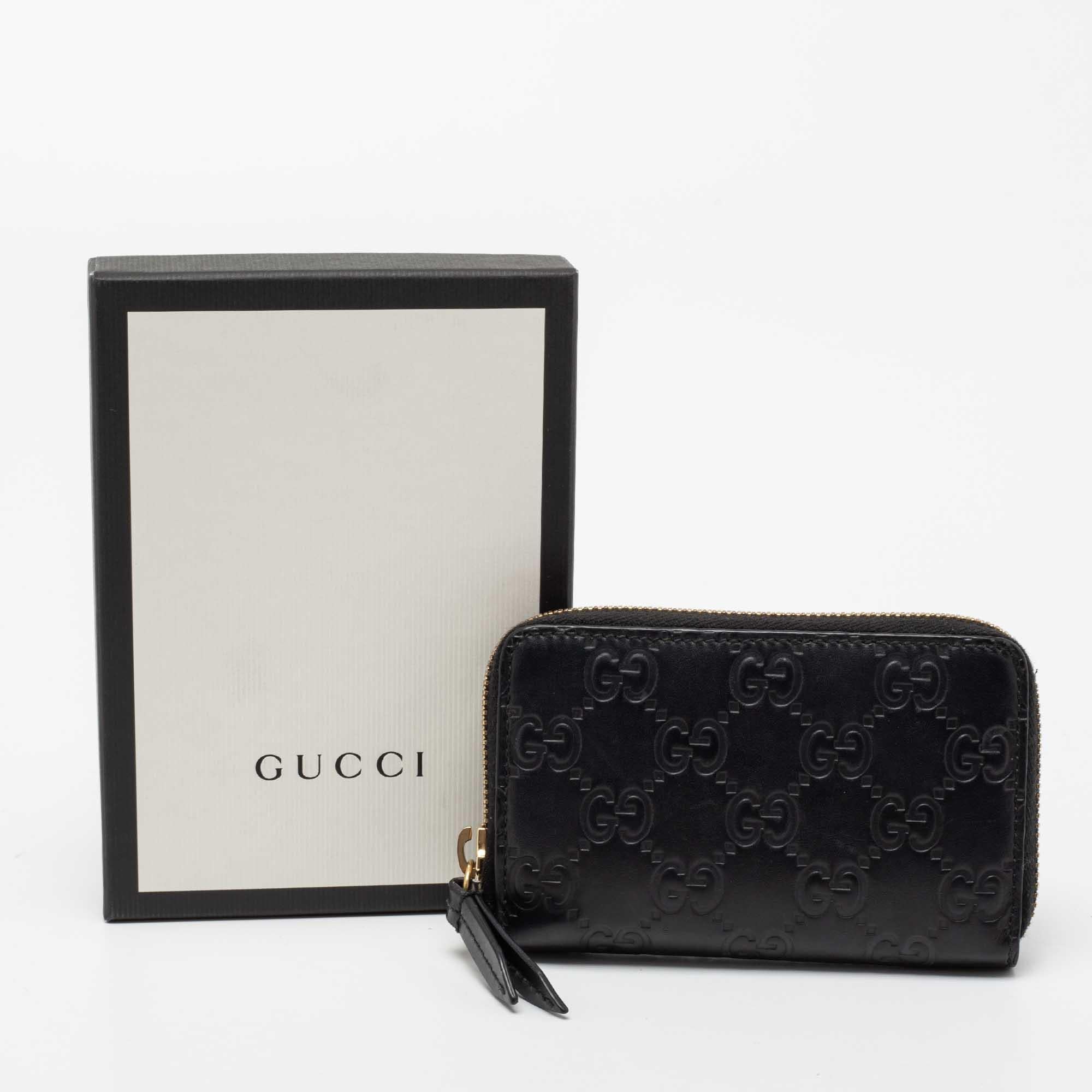 Gucci Black Guccissima Leather Zip Card Case 3