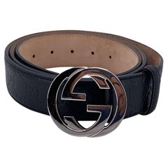 Gucci Black Guccissima Monogram Leather Belt GG Buckle Size 115/46