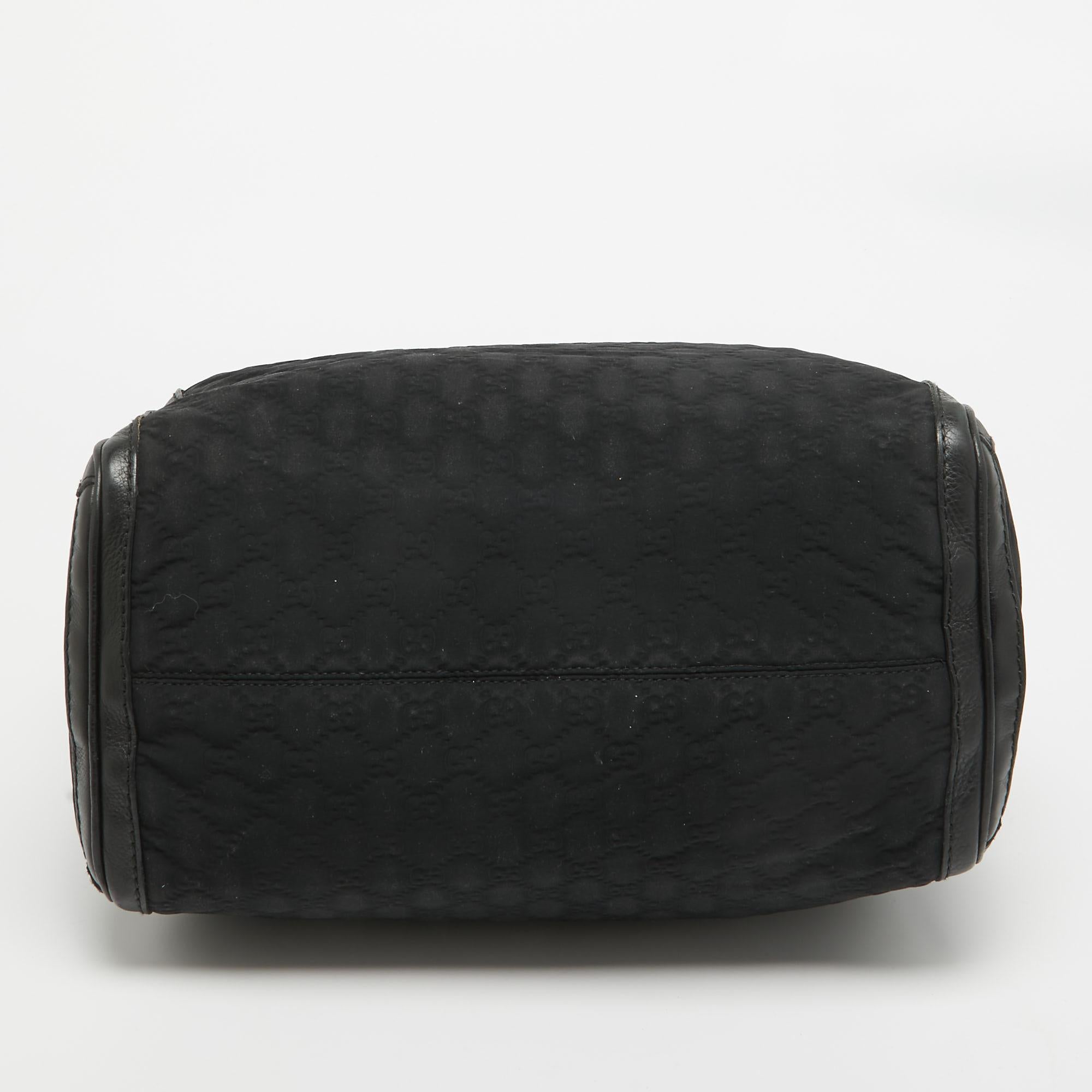 Gucci Black Guccissima Neoprene and Leather Medium Techno Boston Bag 6
