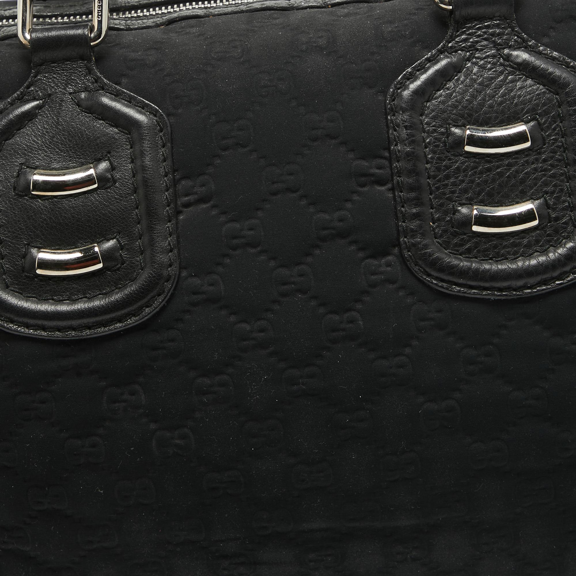Gucci Black Guccissima Neoprene and Leather Medium Techno Boston Bag 1